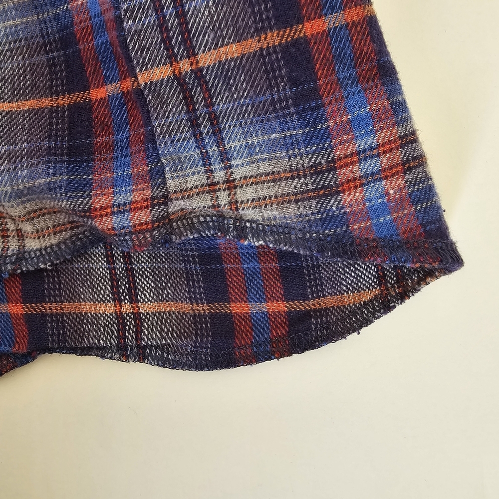 Wrangler Boys 10-12 shirt long sleeve Button down blue Plaid western 100% Cotton - Picture 8 of 10